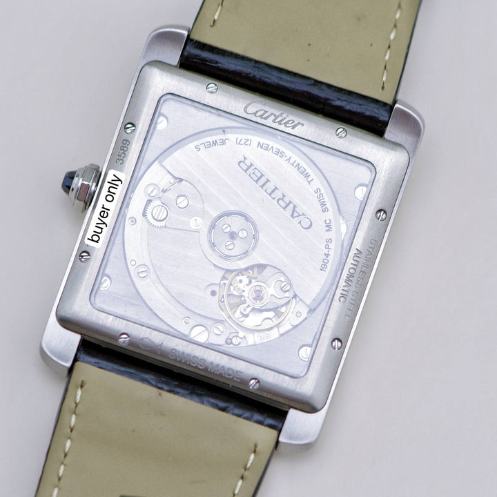 Preloved Authentic Full set Cartier Tank MC Stainless Steel Men's Silver Dial Watch W5330003 