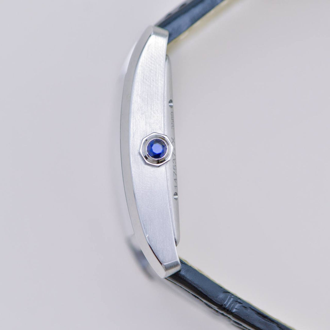 Second Hand Authentic Full set Cartier Tank MC Stainless Steel Men's Silver Dial Watch W5330003 