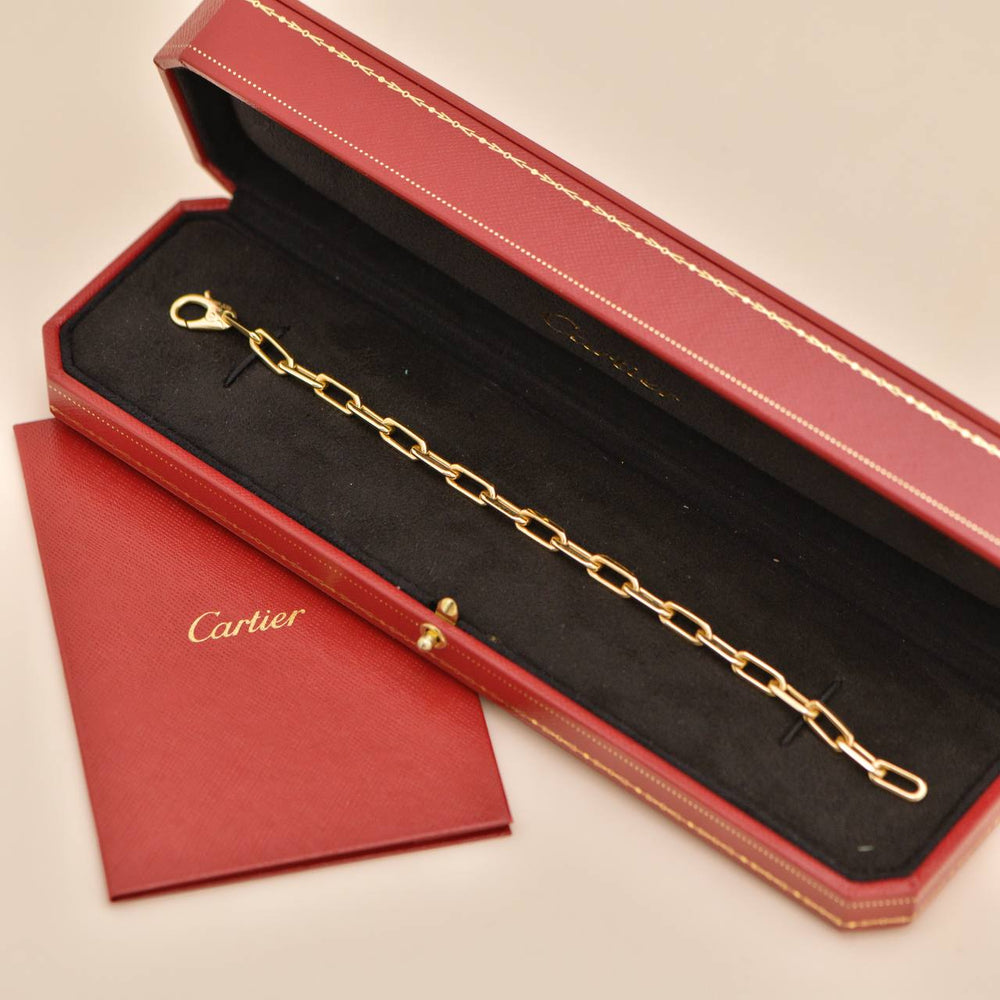 Preowned Authentic Full set Cartier Santos de Cartier Chain Bracelet Medium Model 18K Yellow Gold