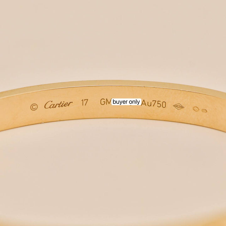 Second Hand Authentic Full Set Cartier Love Classic Model Bracelet Size 17 18K Yellow Gold