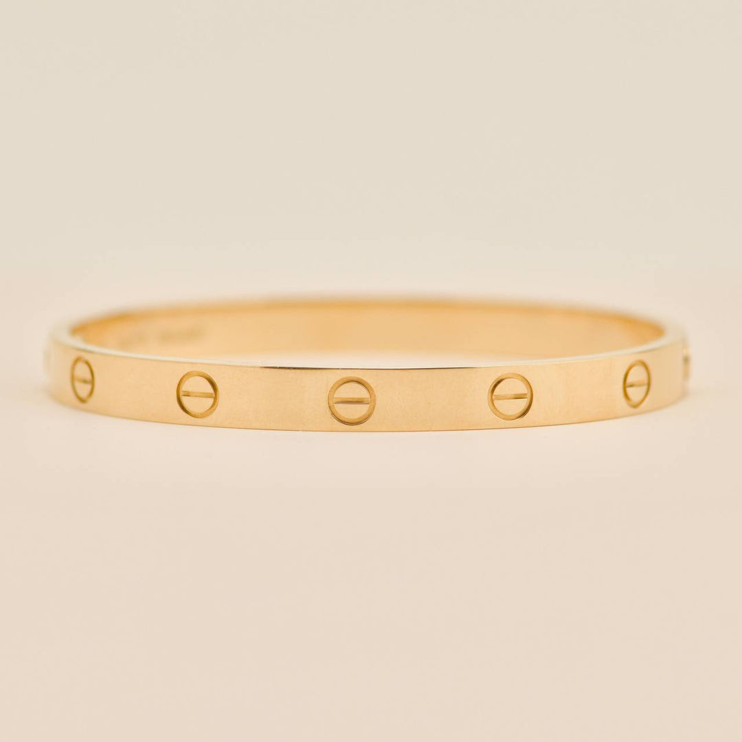 Preowned Authentic Full Set Cartier Love Classic Model Bracelet Size 17 18K Yellow Gold