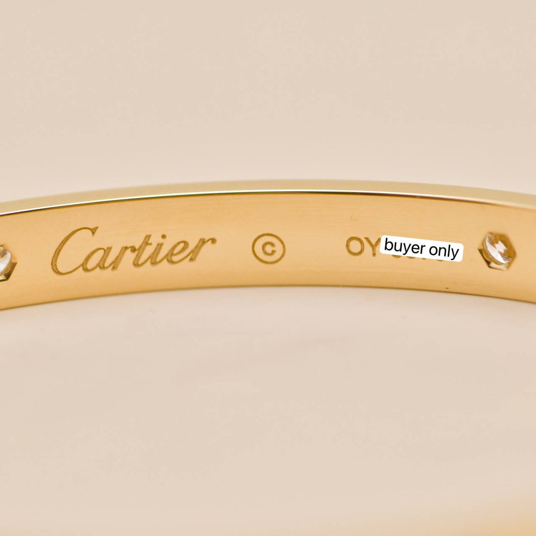 Second Hand Authentic Full Set Cartier Love 4 Diamond Classic Model Bracelet Size 18