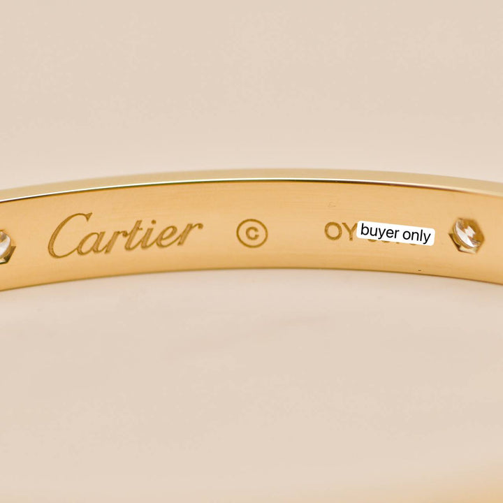 Second Hand Authentic Full Set Cartier Love 4 Diamond Classic Model Bracelet Size 18