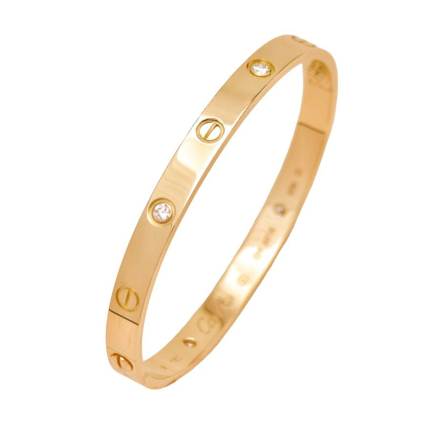 Preloved Authentic Full Set Cartier Love 4 Diamond Classic Model Bracelet Size 18