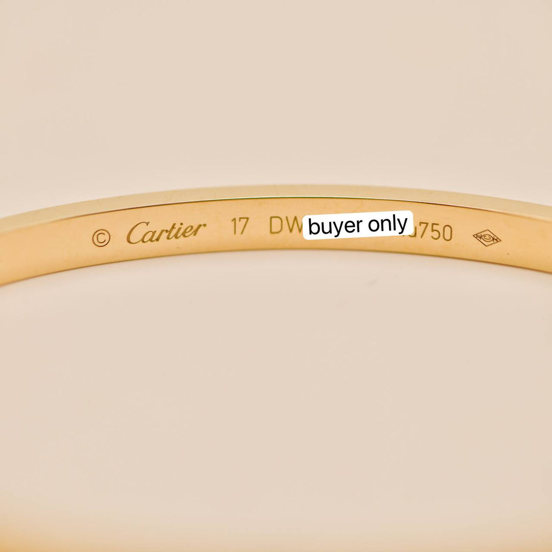 Preloved Authentic Full set Cartier Love Small Model Bracelet 18K Yellow Gold Size 17