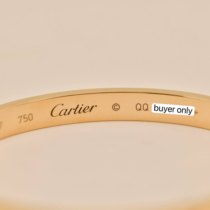 Used Authentic Full Set Cartier Love Classic Model Bracelet 18K Yellow Gold Size 17