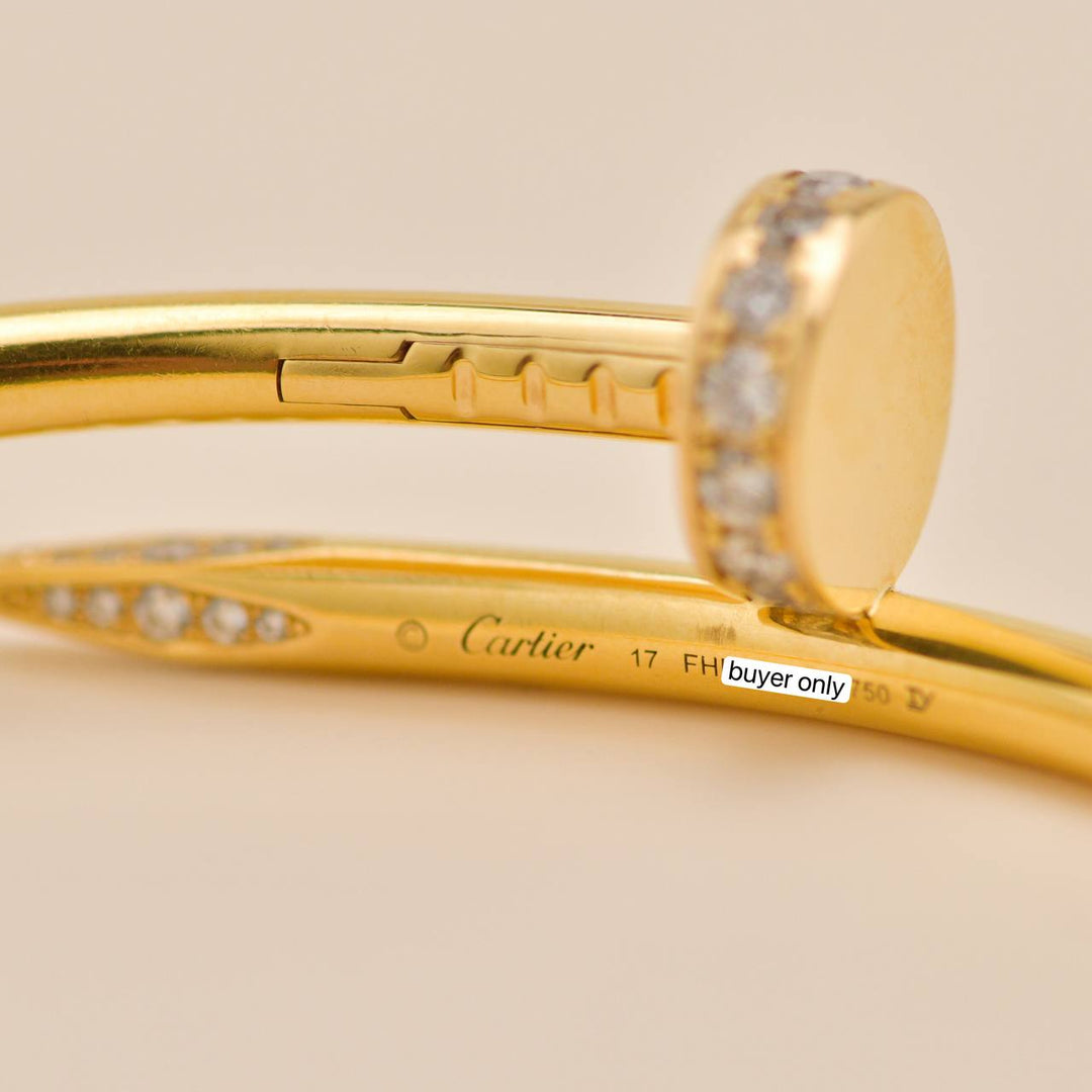 Preloved Authentic Full Set Cartier Juste un Clou Classic Model Diamonds 18K Yellow Gold Size 17