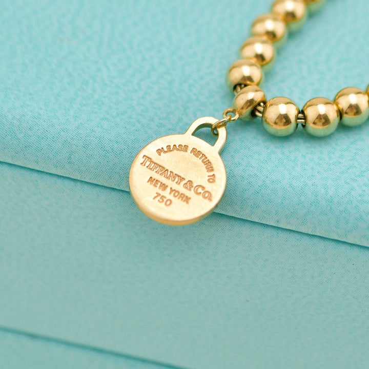 Used Authentic Tiffany & Co. Return to Tiffany Bead Bracelet 18K Yellow Gold