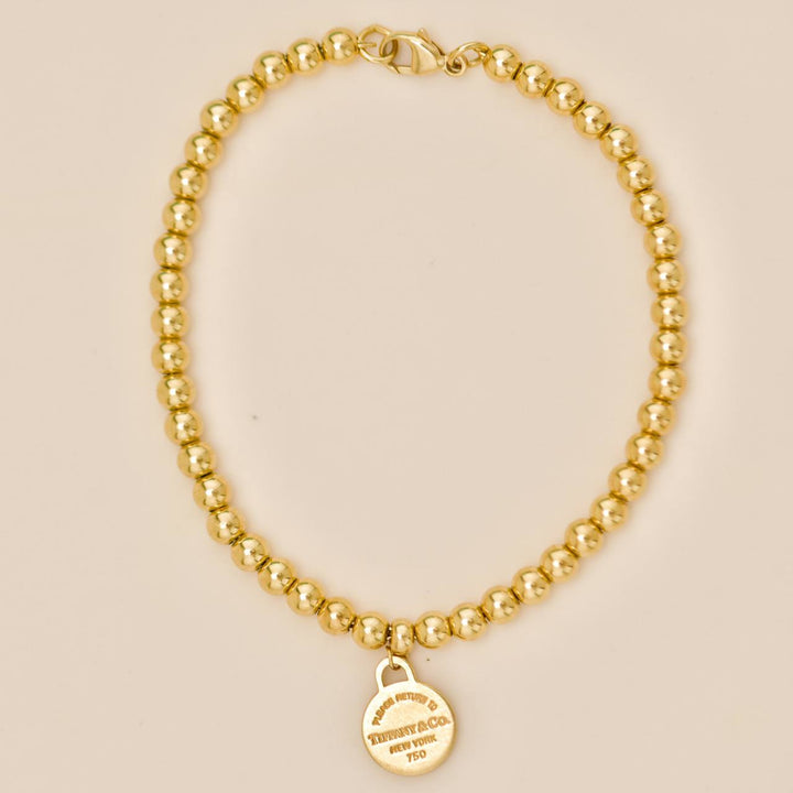 Preowned Authentic Tiffany & Co. Return to Tiffany Bead Bracelet 18K Yellow Gold