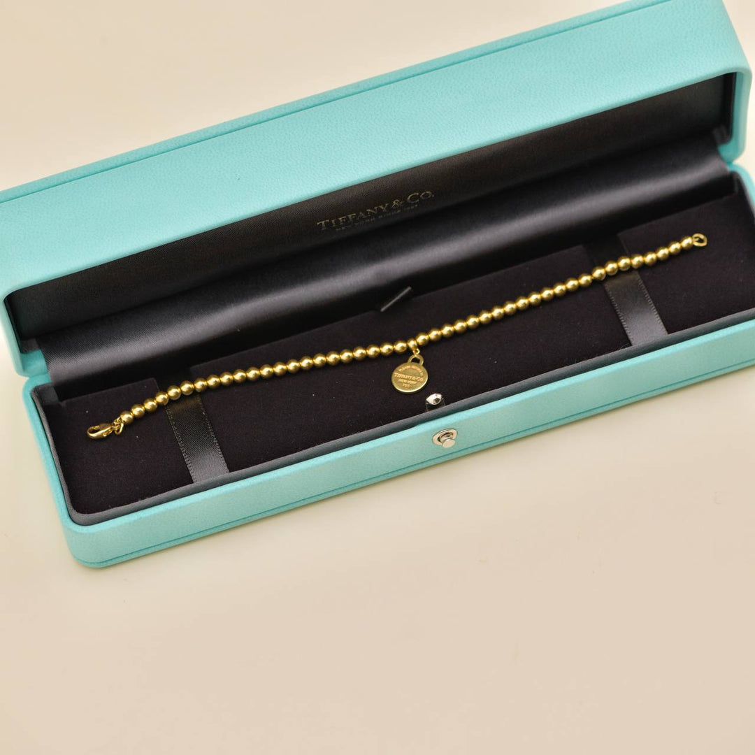 Preowned Authentic Tiffany & Co. Return to Tiffany Bead Bracelet 18K Yellow Gold