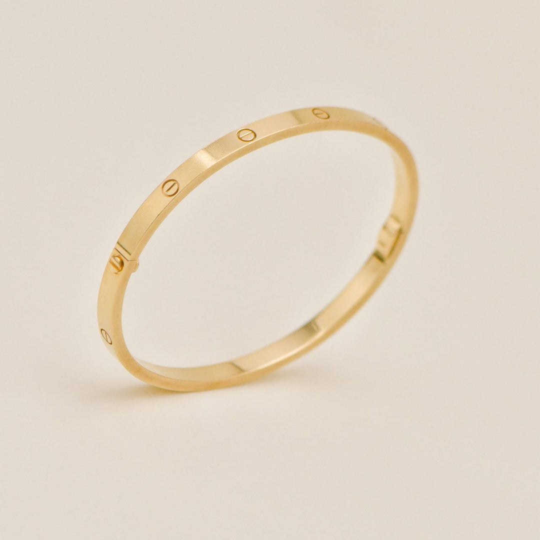 Used Authentic Full set Cartier Love Small Model Bracelet Size 17 18K Yellow Gold