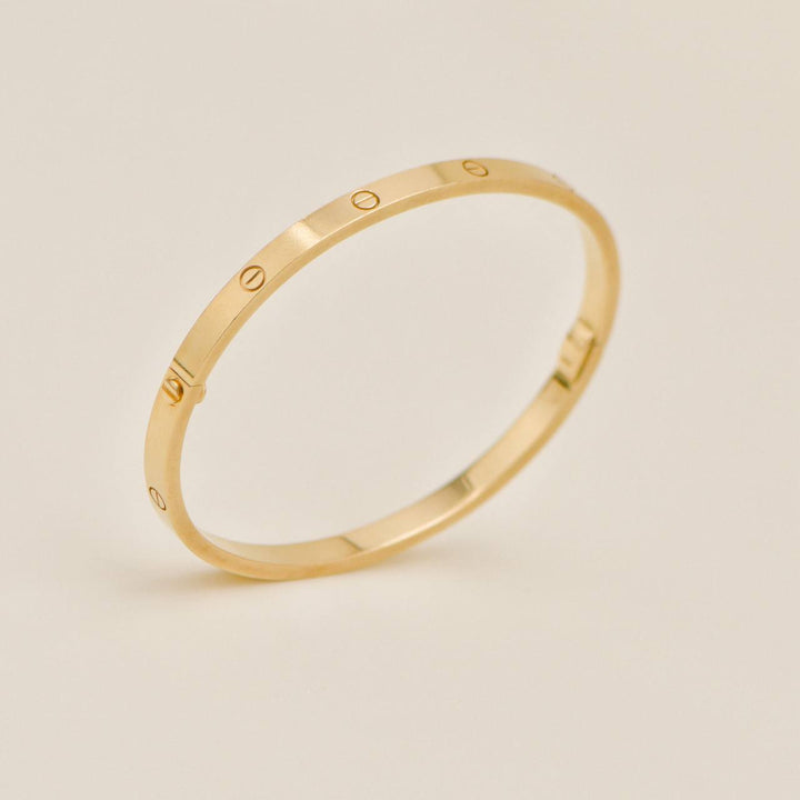 Used Authentic Full set Cartier Love Small Model Bracelet Size 17 18K Yellow Gold