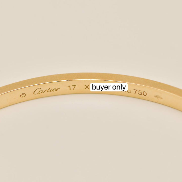 Used Authentic Full set Cartier Love Small Model Bracelet 18K Yellow Gold Size 17