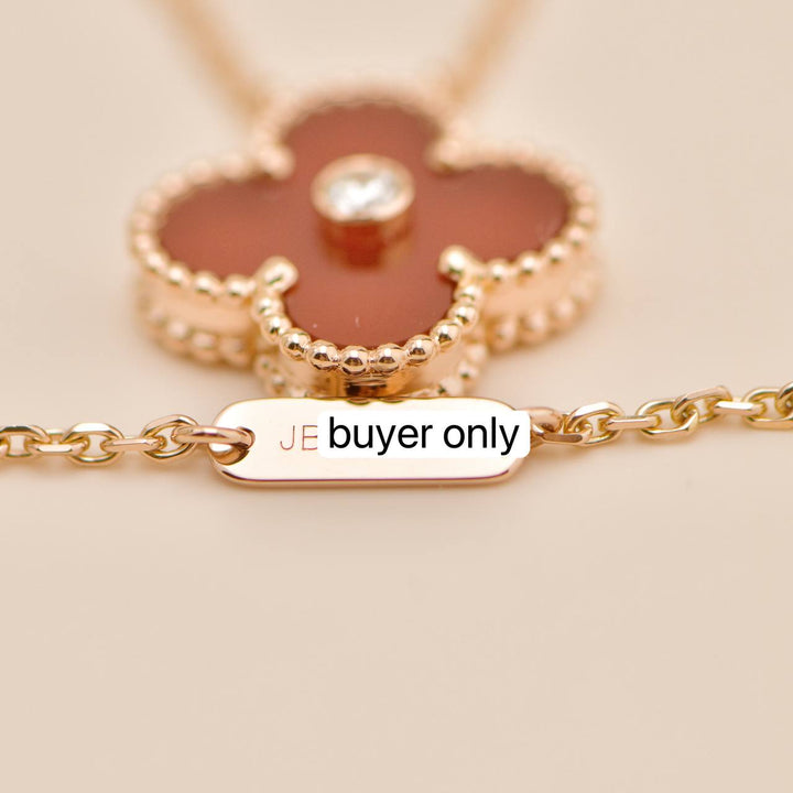 Second Hand Authentic Full Set Van Cleef 2011 Holiday Pendant Carnelian Diamond 18K Rose Gold