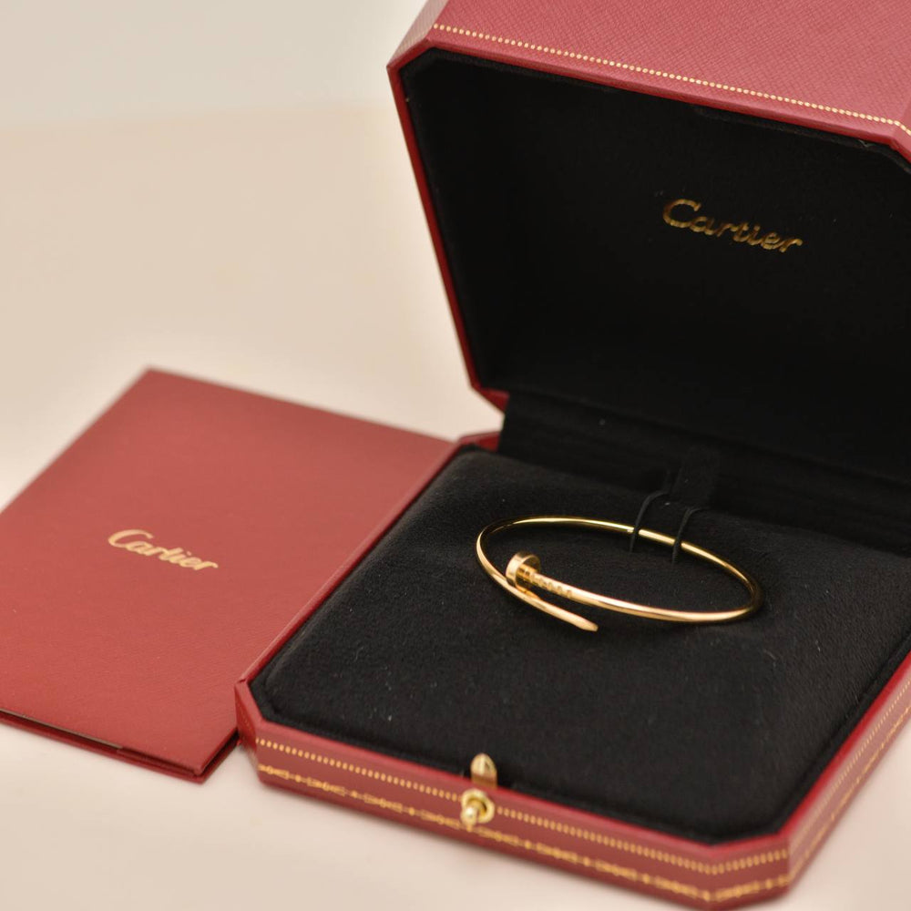 Preowned Authentic Full Set Cartier Juste un Clou Small Model Bracelet Size 16 18K Yellow Gold