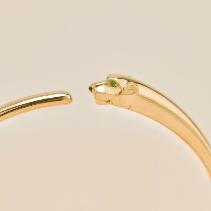 Authentic Preloved Full set Cartier Panthère de Cartier Bracelet Small Model Tsavorite Onyx 18K Yellow Gold Size 16