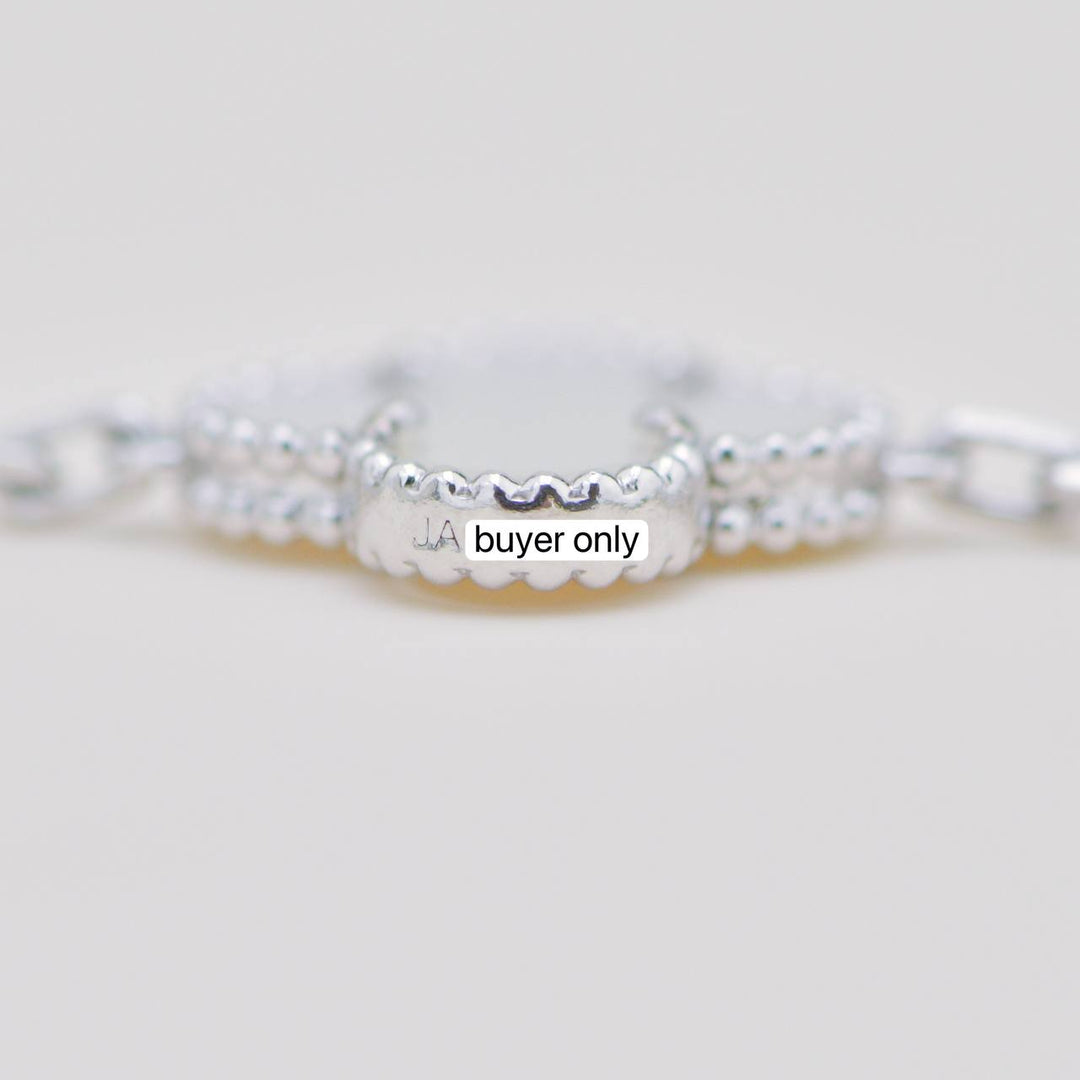 Second Hand Authentic Van Cleef & Arpels Vintage Alhambra Bracelet 5 Motif Mother of Pearl 18K White Gold