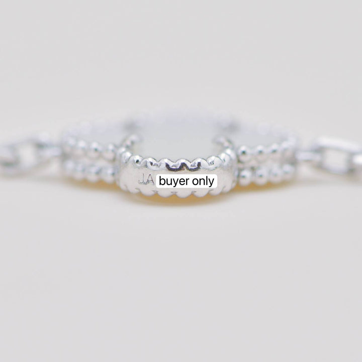 Second Hand Authentic Van Cleef & Arpels Vintage Alhambra Bracelet 5 Motif Mother of Pearl 18K White Gold