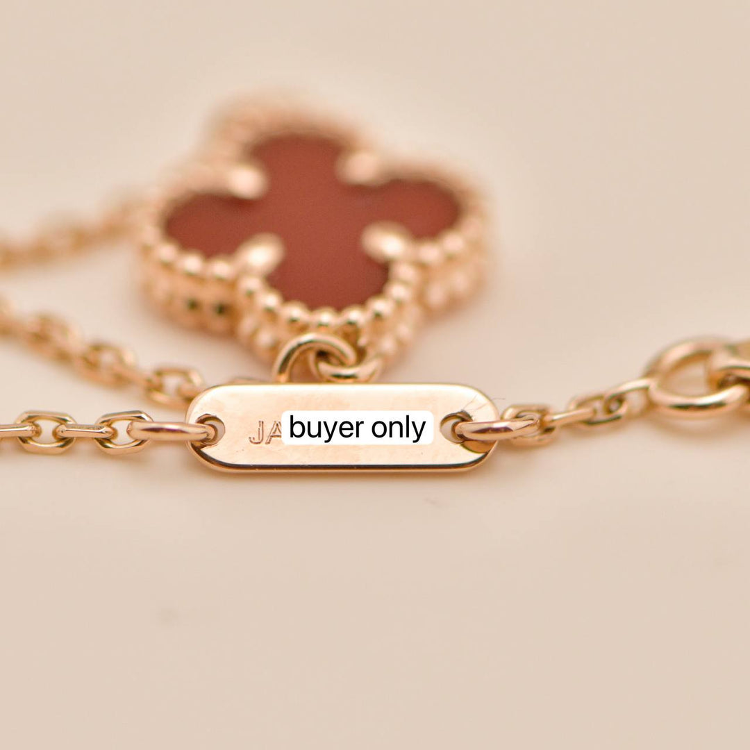 Used Authentic Full set Van Cleef & Arpels Sweet Alhambra Bracelet Carnelian 18K Rose Gold