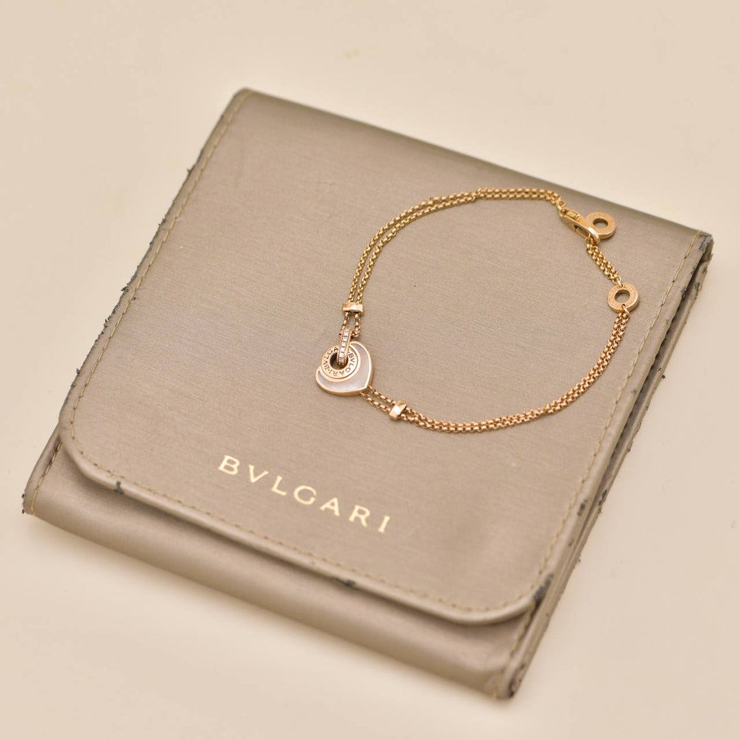 Preowned Authentic Bvlgari Cuore Bracelet Mother of pearl Diamond 18K Rose gold