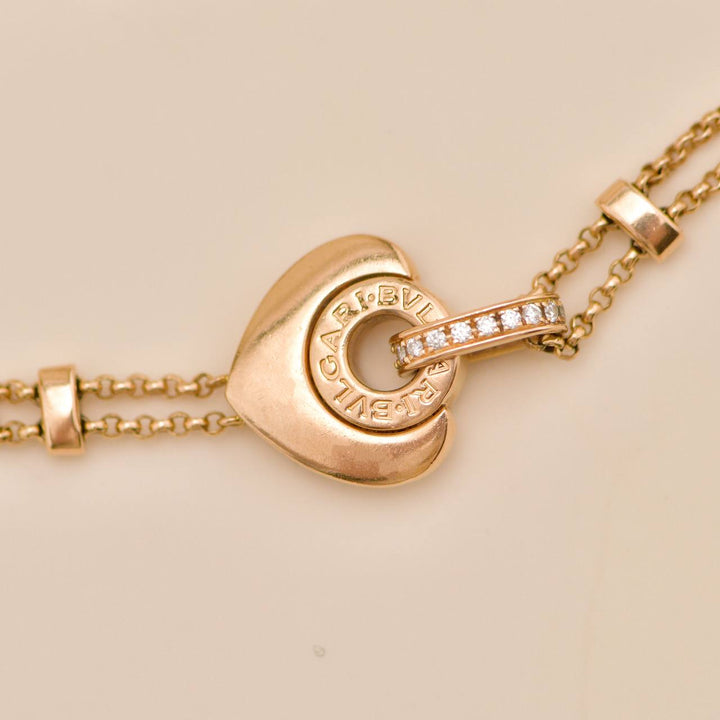 Authentic Used Bulgari Cuore Bracelet Mother of pearl Diamond 18K Rose gold