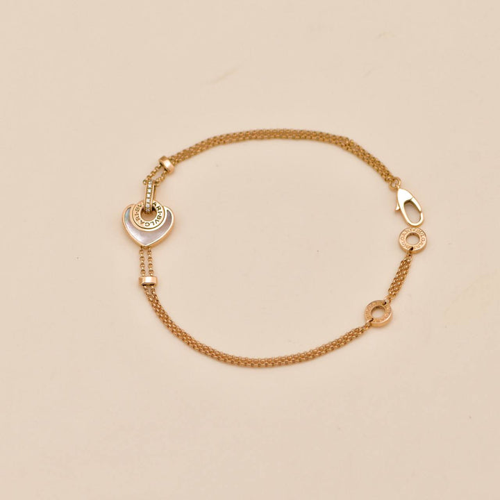 Second Hand Authentic Bvlgari Cuore Bracelet Mother of pearl Diamond 18K Rose gold