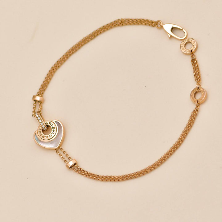 Used Authentic Bvlgari Cuore Bracelet Mother of pearl Diamond 18K Rose gold