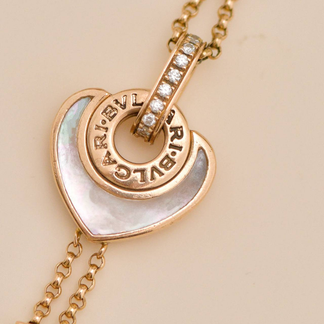 Authentic Preowned Bulgari Cuore Bracelet Mother of pearl Diamond 18K Rose gold