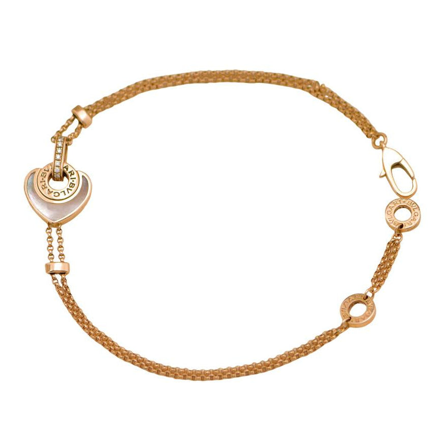 Preloved Authentic Bvlgari Cuore Bracelet Mother of pearl Diamond 18K Rose gold