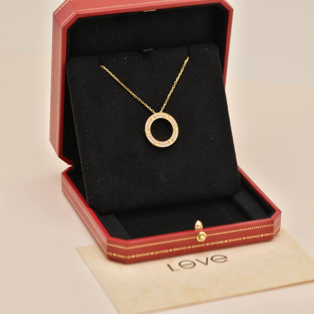 Preloved Authentic Full set Cartier Love Pendant Necklace Diamond 18k Yellow Gold