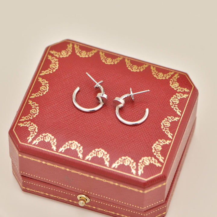 Authentic Preowned Full set Cartier Juste un Clou Earrings Small Model 18K White Gold