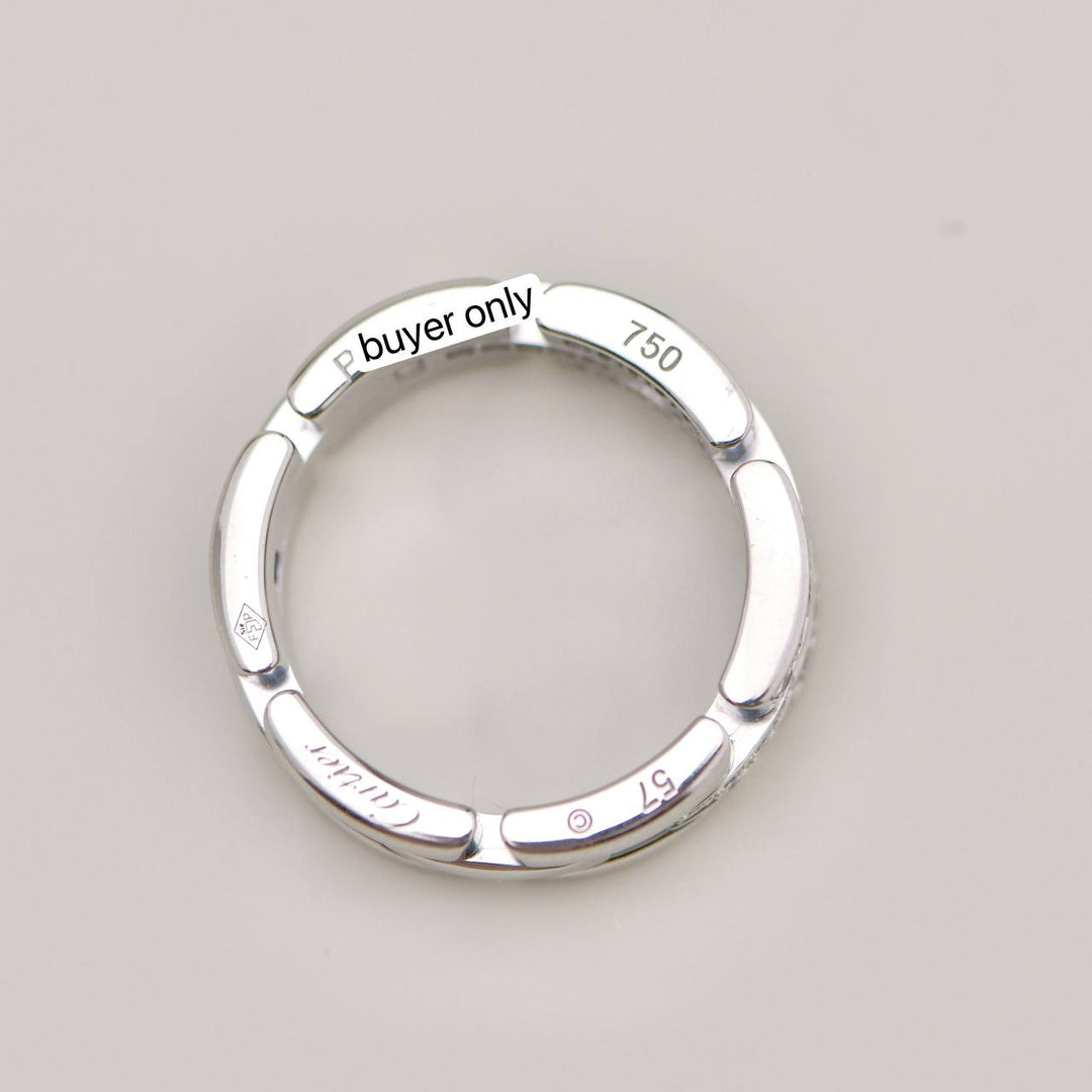 Preloved Authentic Cartier Maillon Panthère Ring 3-row Pavé Diamond Size 57 18k White Gold