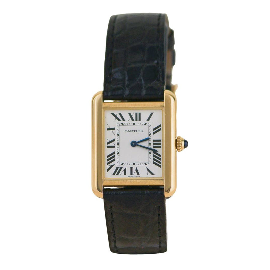 Authentic Second Hand Full set Cartier Tank Solo Ladies Watch 18K Yellow Gold W5200002