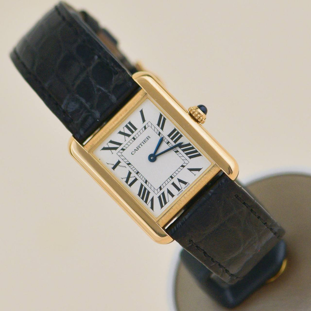 Authentic Used Full set Cartier Tank Solo Ladies Watch 18K Yellow Gold W5200002