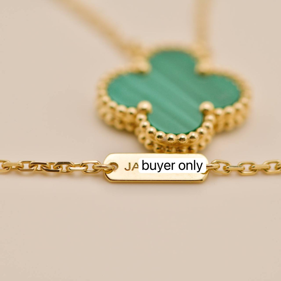 Used Full set Authentic Van Cleef & Arpels Vintage Alhambra Necklace Malachite 18K Yellow Gold