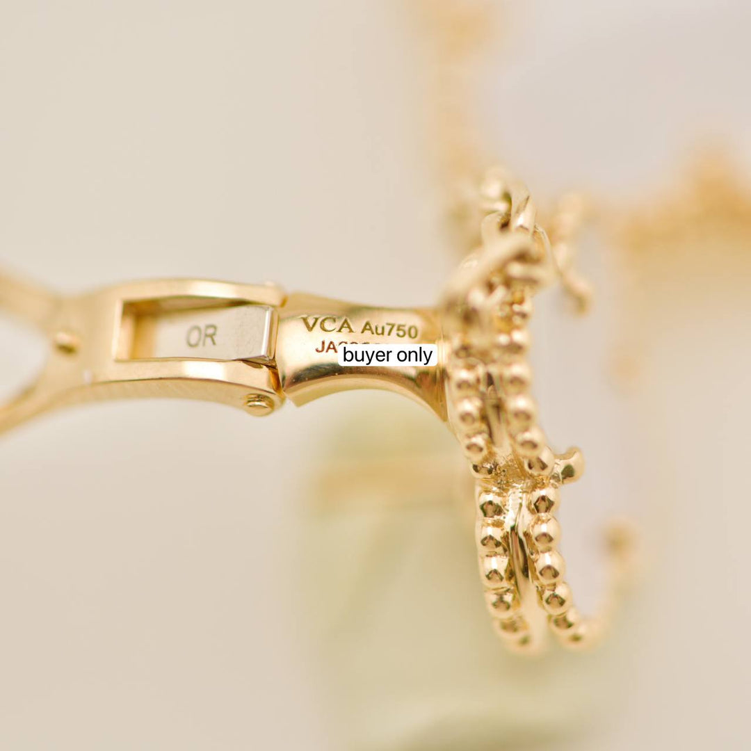 Used Authentic Full set VCA Magic Alhambra 2-Motif Earrings in 18K yellow gold with Mother of Pearl