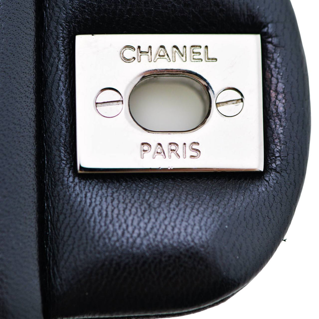 Chanel Classic Double Flap Handbag Quilted Lambskin Leather Black