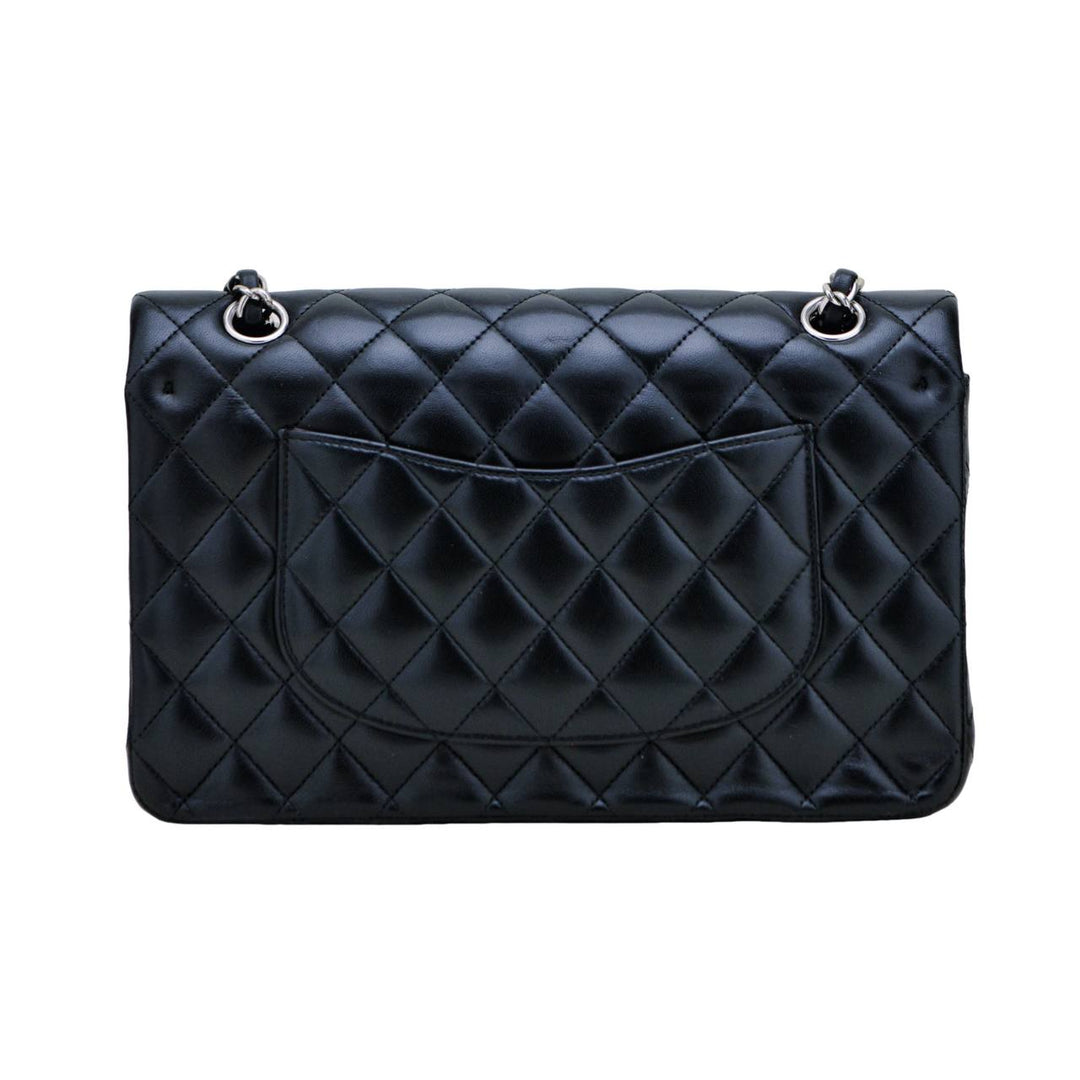 Chanel Classic Double Flap Handbag Quilted Lambskin Leather Black