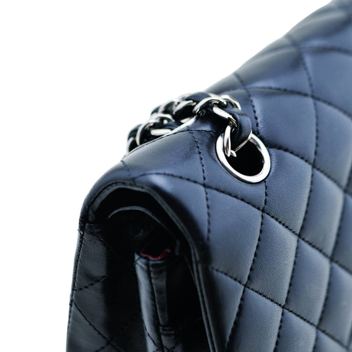 Chanel Classic Double Flap Handbag Quilted Lambskin Leather Black