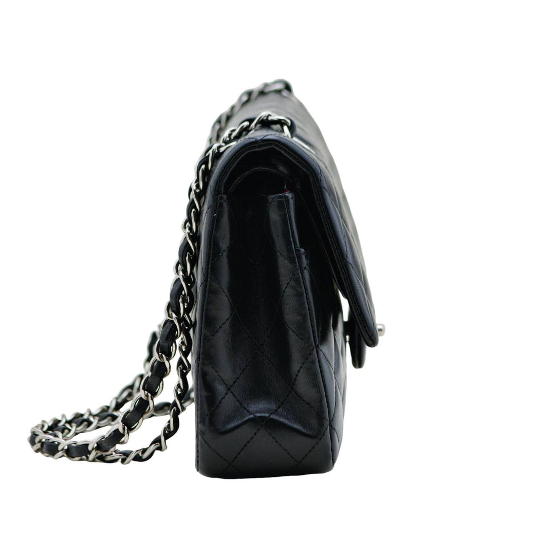 Chanel Classic Double Flap Handbag Quilted Lambskin Leather Black