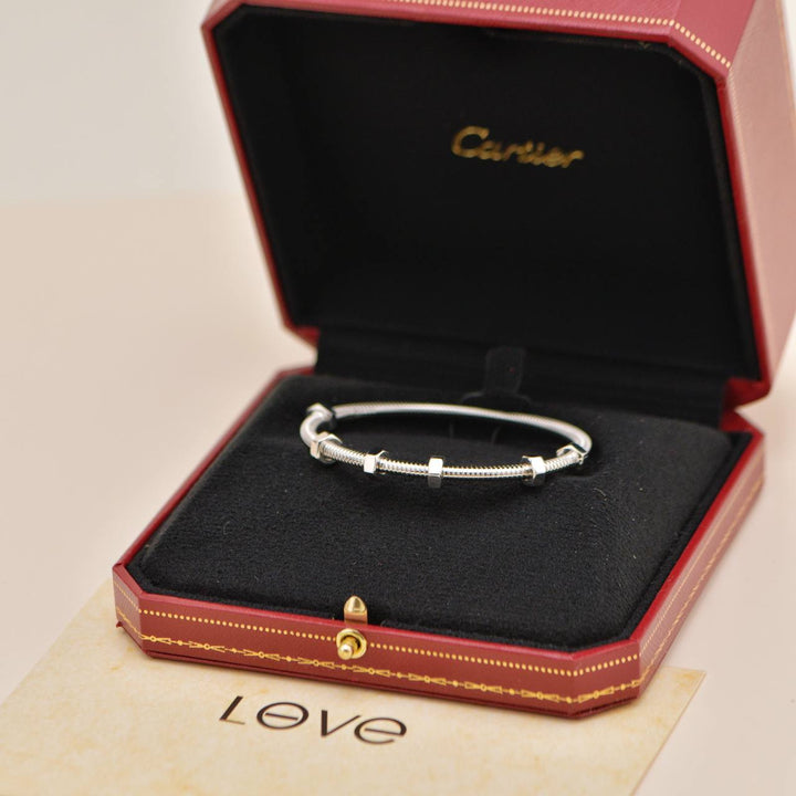 Authentic Preloved Full set Cartier Ecrou de Cartier Bracelet 18K White Gold Size 17