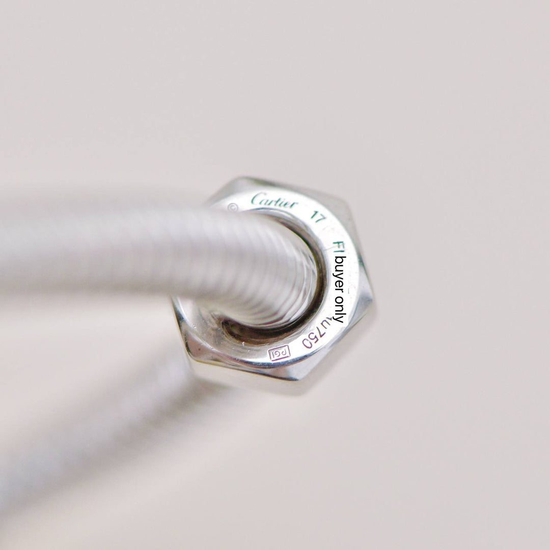 Authentic Cartier Ecrou de Cartier Bracelet 18K White Gold Size 17