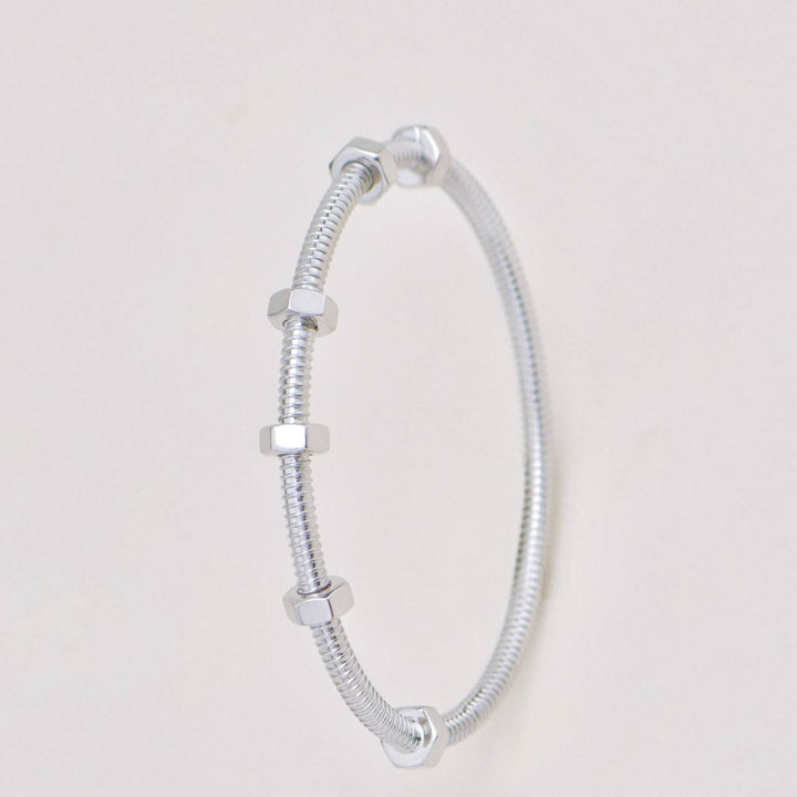 Authentic Used Full set Cartier Ecrou de Cartier Bracelet 18K White Gold Size 17