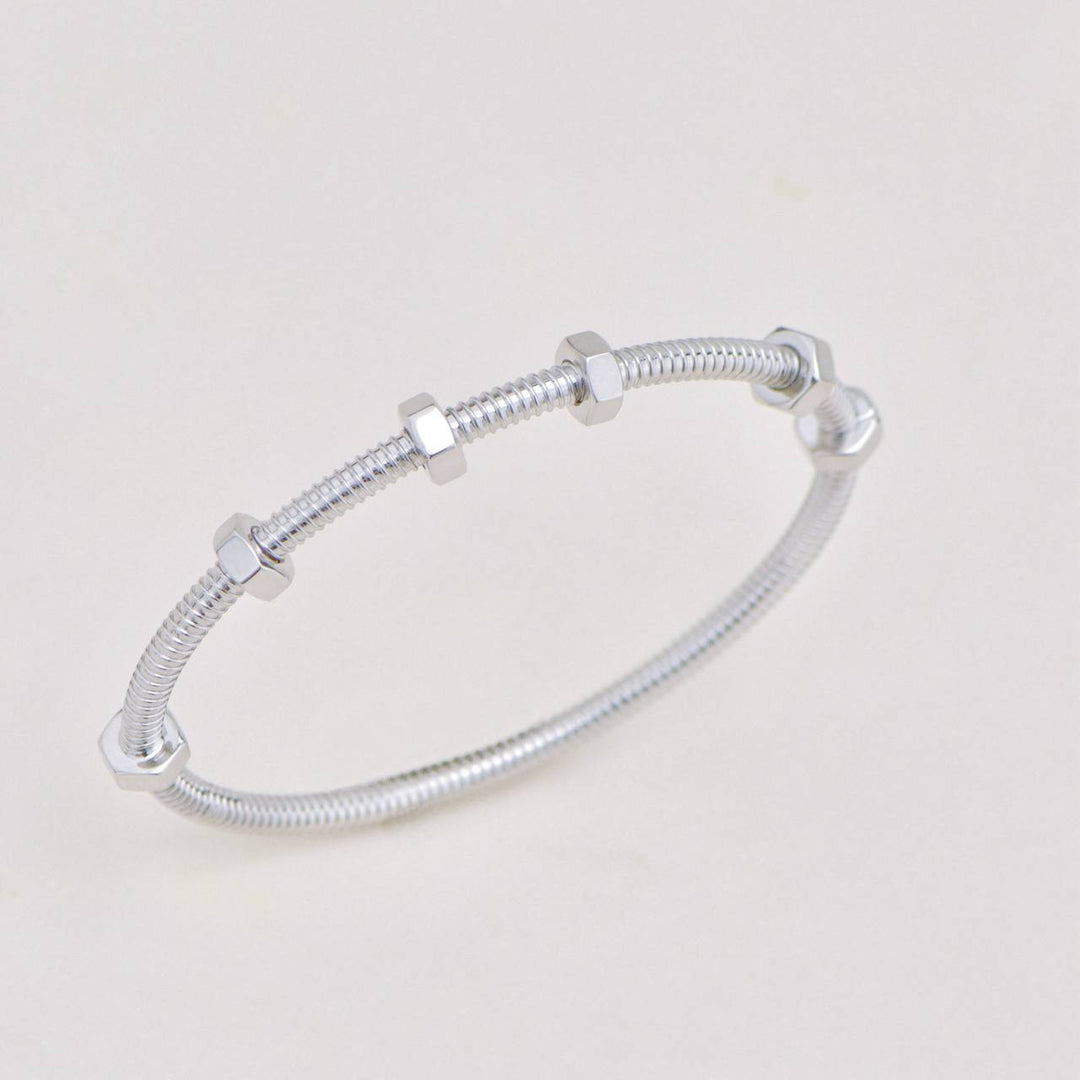 Authentic Preowned Full set Cartier Ecrou de Cartier Bracelet 18K White Gold Size 17