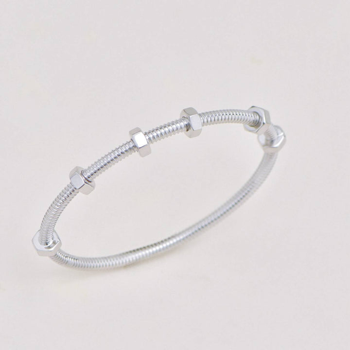 Authentic Preowned Full set Cartier Ecrou de Cartier Bracelet 18K White Gold Size 17