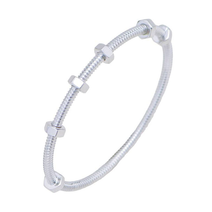 Authentic Second Hand Full set Cartier Ecrou de Cartier Bracelet 18K White Gold Size 17