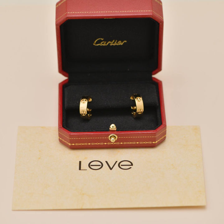 Authentic Preloved Full set Cartier Love Hoop Earrings Classic Model 18K Yellow Gold