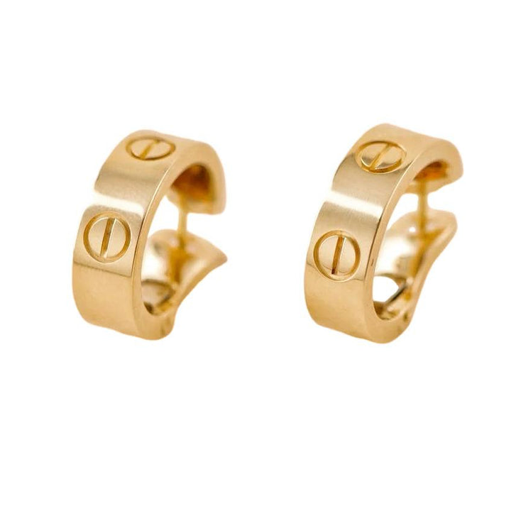 Authentic Second Hand Full set Cartier Love Hoop Earrings Classic Model 18K Yellow Gold