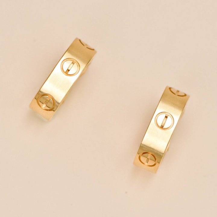 Authentic Used Full set Cartier Love Hoop Earrings Classic Model 18K Yellow Gold