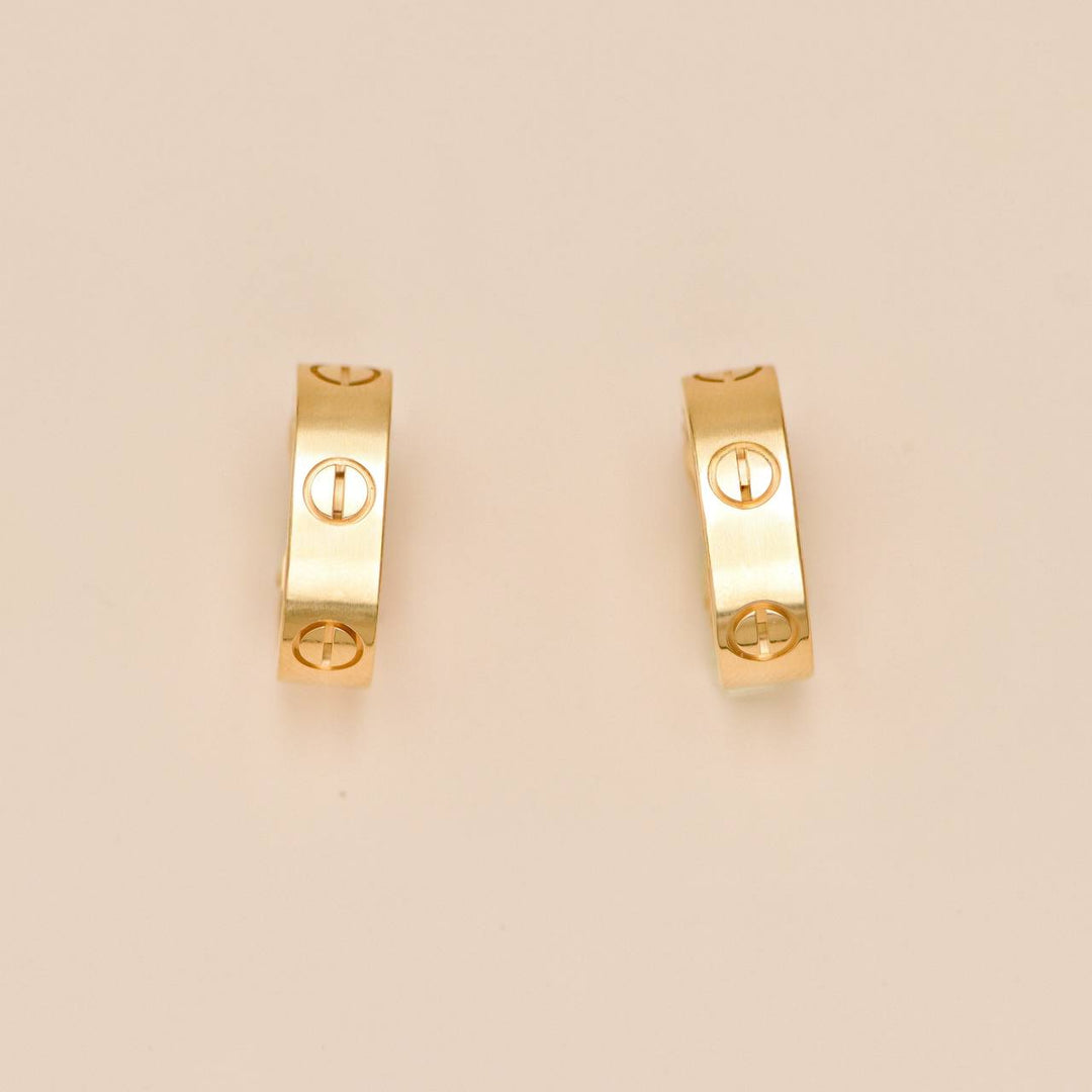Authentic Preowned Full set Cartier Love Hoop Earrings Classic Model 18K Yellow Gold
